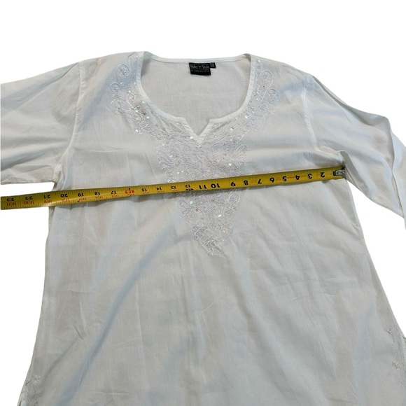 Ruby'N'Style Embroidered and Sequenced Blouse Size FREE White 100% Cotton - Picture 5 of 17